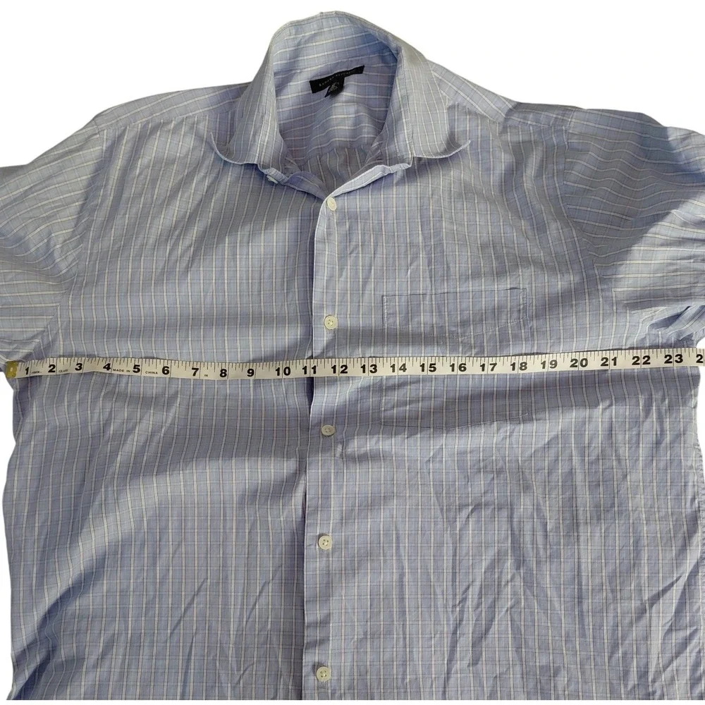 Banana Republic Mens Blue White Button Down Shirt Long Slv Size 15-15.5. A351